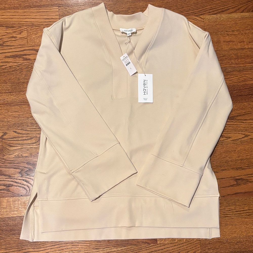 NWT Cream Haven Well Within Size S V Neck Long Sleeve Top with Matching bottoms